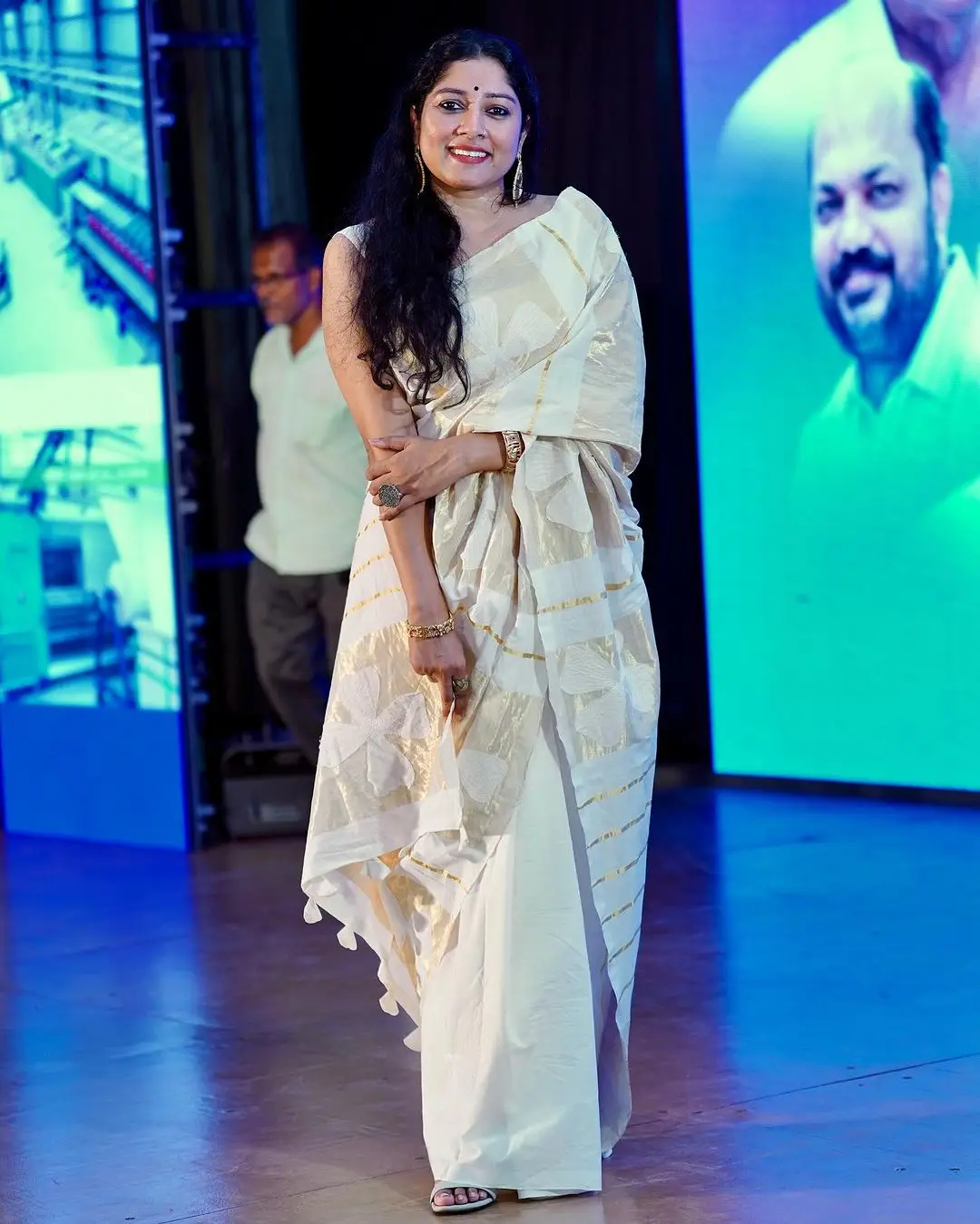 Malayalam Actress Anumol Images in White Saree